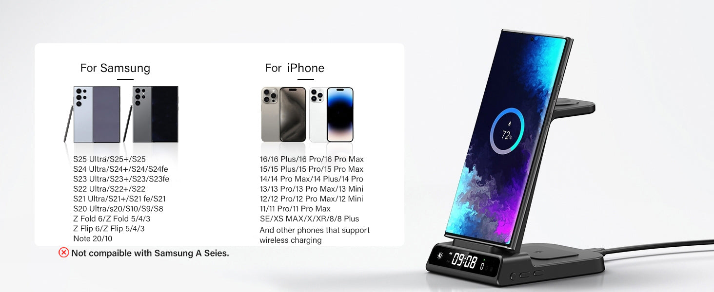 Phelinta 3-in-1 wireless charger
Phelinta Samsung wireless charging station
Phelinta fast charger for Samsung Galaxy
Phelinta charging dock for Samsung Watch Ultra
Phelinta wireless charger for Galaxy S25 Ultra
Phelinta charger for Samsung Galaxy Buds
Phelinta digital clock wireless charging station
Phelinta dimmable clock charger
Phelinta multi-device charging stand
Phelinta wireless charger for Samsung phones
Phelinta 3-in-1 Samsung charger with clock
Phelinta fast charging dock for Samsung devices
Phelin